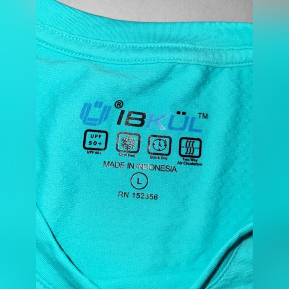 IBKUL Men's Cool Feel T Shirt Size Large NWT UPF 50 Aqua Blue - Picture 7 of 10